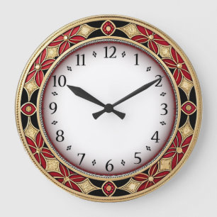 Relógio Grande Art Deco Vermelho