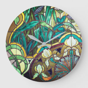 Relógio Grande Art nouveau - Flor de vidro colorido