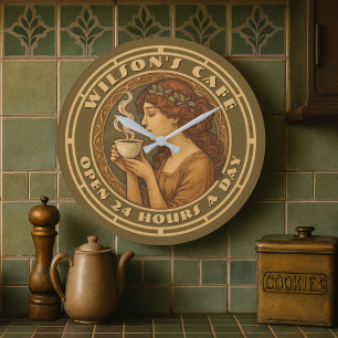 Relógio Grande Art Nouveau Woman Coffee Café