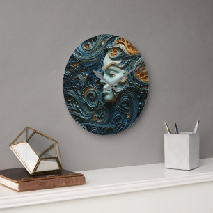 Relógio Grande Arte 3D da Mulher Moonlit