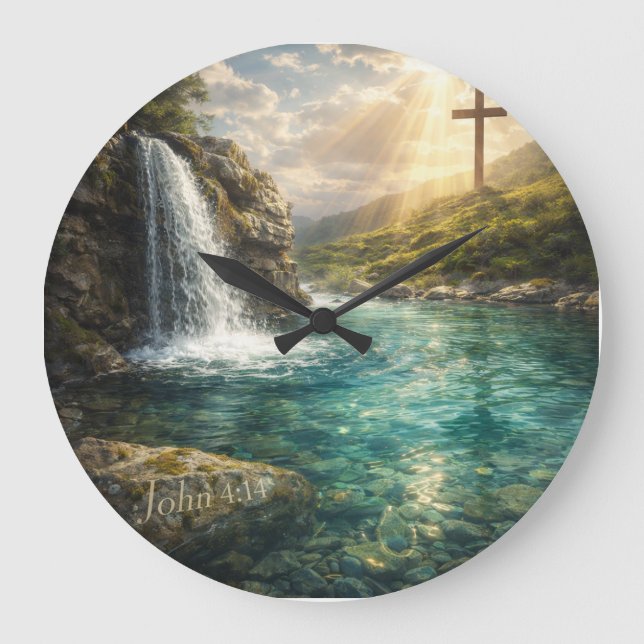 Relógio Grande Arte Cristã de Parede Água Viva (Frente)