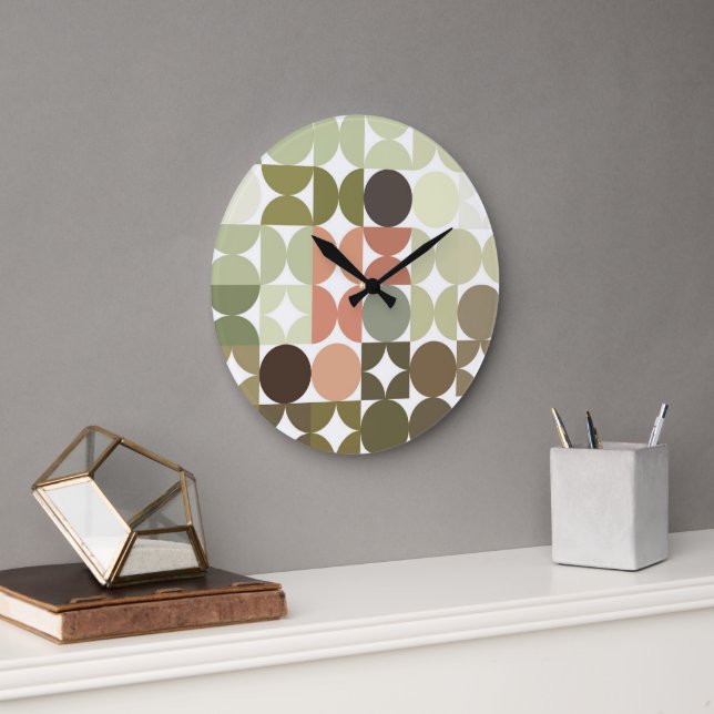 Relógio Grande Arte de Fusão Industrial De Meia Círculos De Abstr (Escritório)