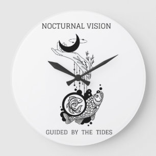 Relógio Grande Arte de Linha Astrologia de Peixes Vintage