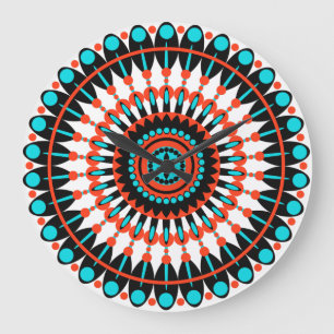 Relógio Grande Arte de Mandala Geométrico Colorido-46456