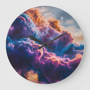 Relógio Grande Arte de Nebulosa Espacial Abstrata - Cósmico Color