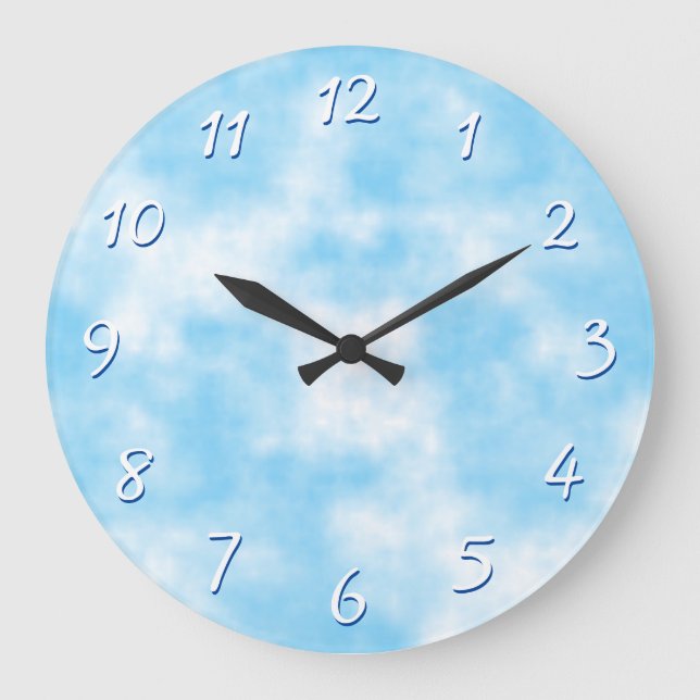 Relógio Grande Arte de Nuvens e Céu Azul Personalizado (Frente)