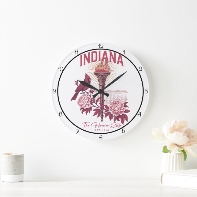 Relógio Grande Arte de Parede do Estado de Hoosier Indiana (Lar)