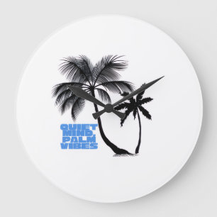 Relógio Grande Arte de Parede Duas Palmeiras   Minimalista Tropic