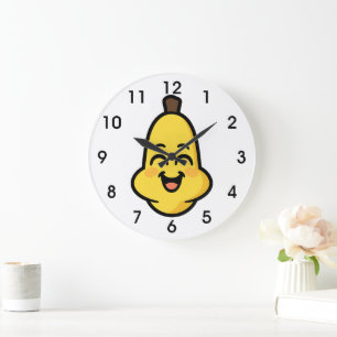 Relógio Grande Arte de Personagem Kawaii de Banana Banini Fofa
