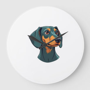 Relógio Grande Arte de retrato de Dachshund vintage Ilustração de