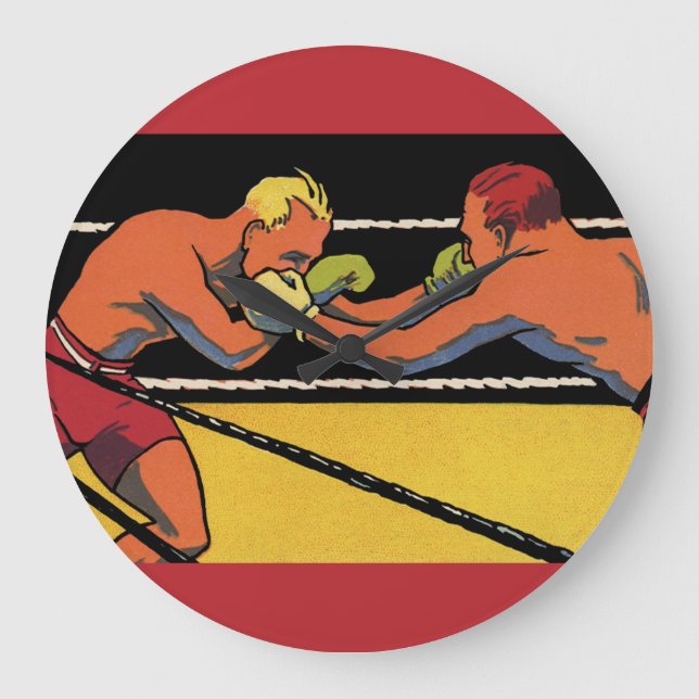 Relógio Grande Arte Deco Esportivo de Boxe Antigo, Boxeadores Soc (Frente)