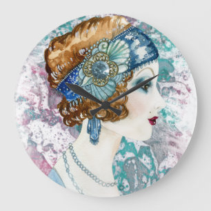 Relógio Grande Arte Deco Roaring 200 Woman 1920 Square Wall