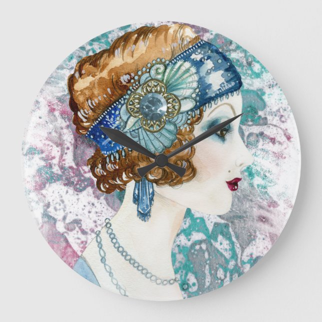 Relógio Grande Arte Deco Roaring 200 Woman 1920 Square Wall (Frente)