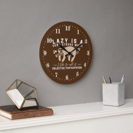 Relógio Grande Arte engraçada de palavras-preguiçosas Large Clock