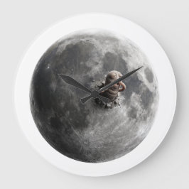 Relógio Grande Arte Espacial Lua Surrealista Verme Lunar