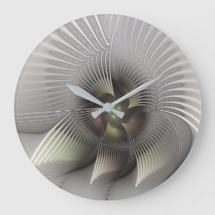Relógio Grande Arte Fractal de Forma 3D Abstrata Moderna