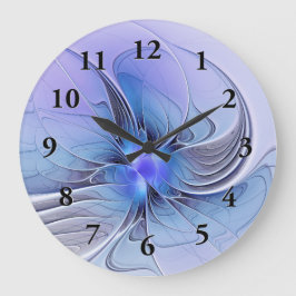 Relógio Grande Arte fractal moderna abstrata lavanda azul