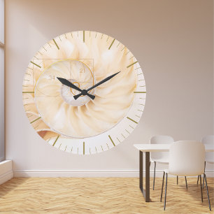 Relógio Grande Arte Geométrica Sagrada da Ração de Ouros Fibonacc