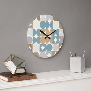 Relógio Grande Arte Industrial de Fusão de Meios Círculos Abstrat