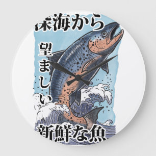 Relógio Grande arte japonesa de pesca vintage