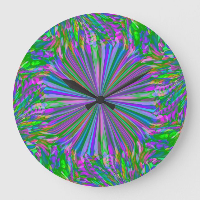 Relógio Grande Arte líquida Abstrato do arco-íris por Heva Weva (Frente)