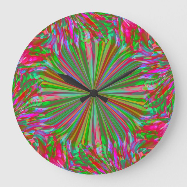 Relógio Grande Arte líquida Abstrato do arco-íris por Heva Weva (Frente)