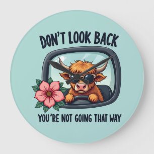 Relógio Grande Arte Motivacional Western Retro de Vaca das Terras
