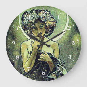 Relógio Grande Arte Novo Vintage A Lua por Mucha