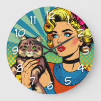 Arte Pop Comic Cartoon Mulheres Segurando Gato