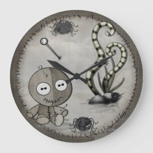 Relógio Grande Arte popular gótico da boneca do Voodoo de MOJO