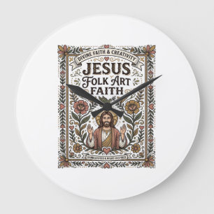 Relógio Grande Arte Popular Jesus Fé Arte Popular Cristã Fé