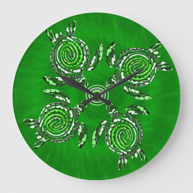 Relógio Grande Arte Turtle Verde (Frente)