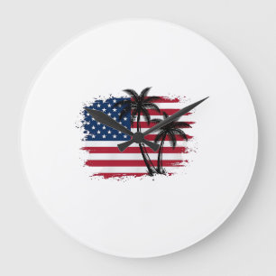 Relógio Grande Arte vetorial de palmeira bandeira americana patri