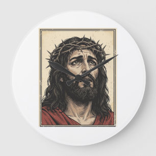Relógio Grande Arte Vetorial de Retrato Religioso da Coroa de Esp