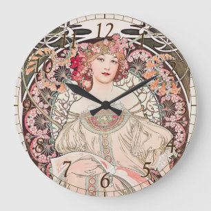 Relógio Grande Arte Vintage Art Nouveau Sonho por Alphonse Mucha