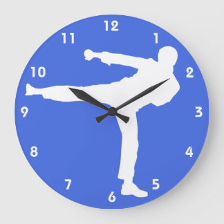 Relógio Grande Artes Marciais Azuis Reais