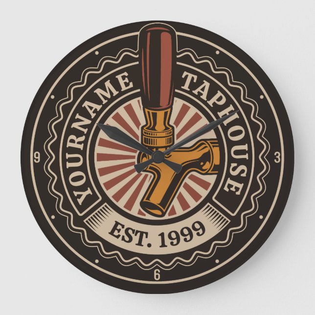 Relógio Grande Artesanato DE NOME Personalizado Bar de cervejaria (Frente)