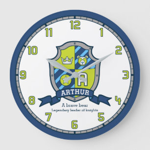 Relógio Grande Arthur boys chama-se escudo verde azul