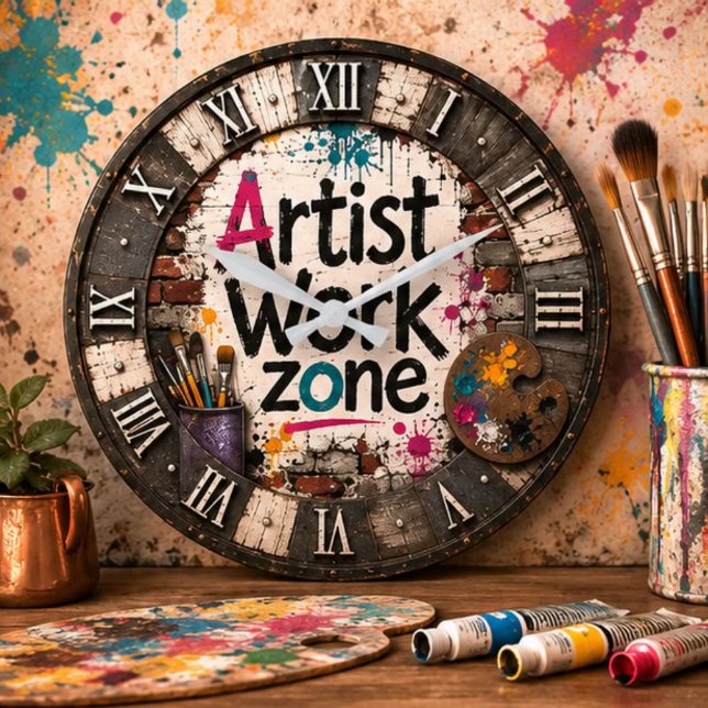 Relógio Grande Artist Work Zone Creative Studio Gift for Artists (Criador carregado)