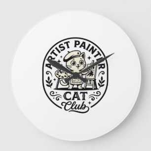 Relógio Grande Artista Pintor Gato Gato Engraçado Gráfico - Dor d