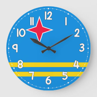 Relógio Grande Aruba Flag Wall Clock – Patriotic Caribbean Decor