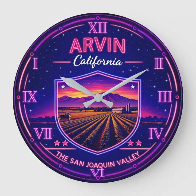 Relógio Grande Arvin California Neon Valley  (Frente)