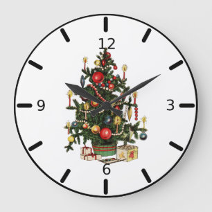 Relógio Grande Árvore de Natal decorada pela Vintage