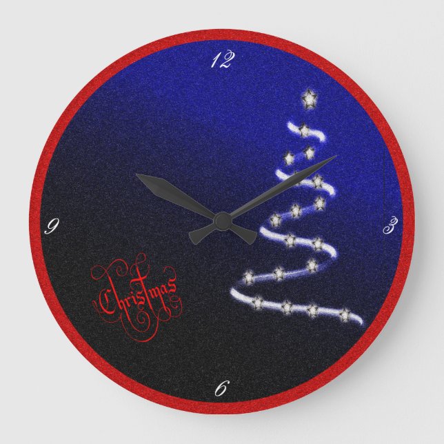 Relógio Grande Árvore de Natal e Estrelas - (Frente)