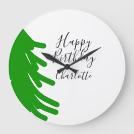Relógio Grande Árvore de Natal verde feliz aniversário Dezembro i