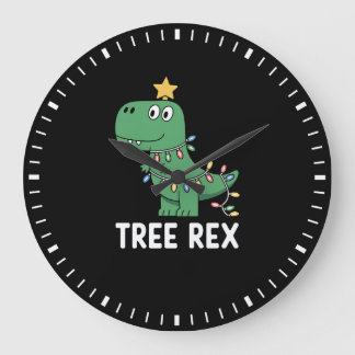 Relógio Grande Árvore Divertida Rex Natal Dinossauro Festa Piada