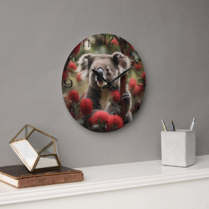 Relógio Grande Árvore Red Banksia Com Urso Koala,