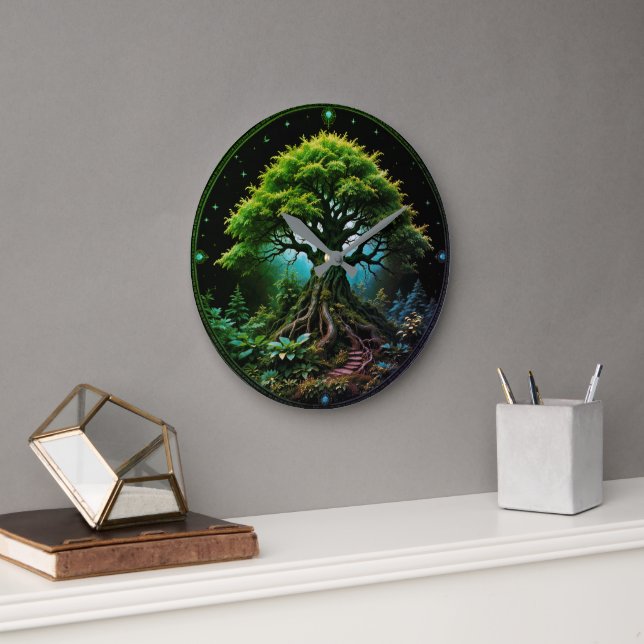 Relógio Grande Árvore Verde (Escritório)