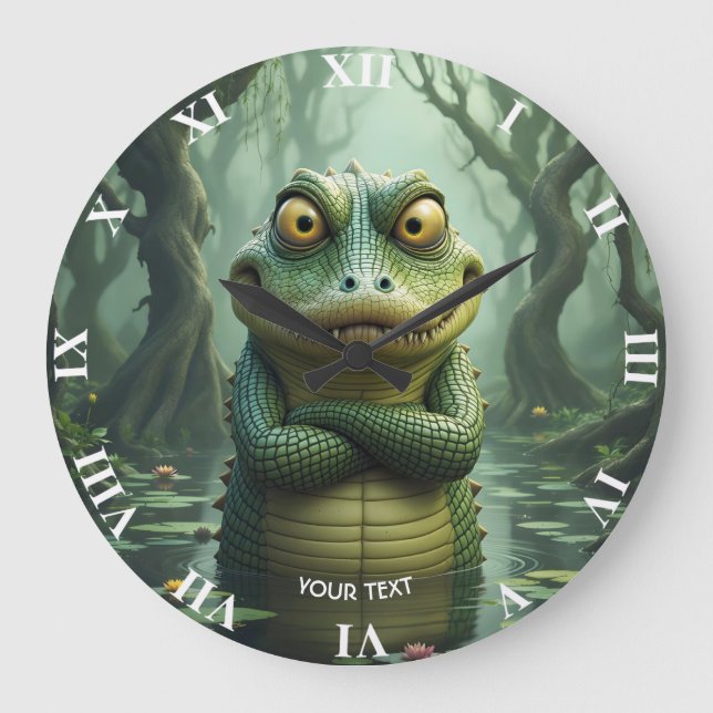 Relógio Grande Árvores Crocodilo Frescas e Furiosas Fantasy (Frente)