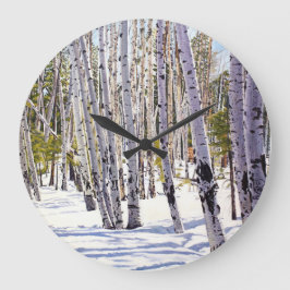 Relógio Grande Árvores de Aspen na Floresta